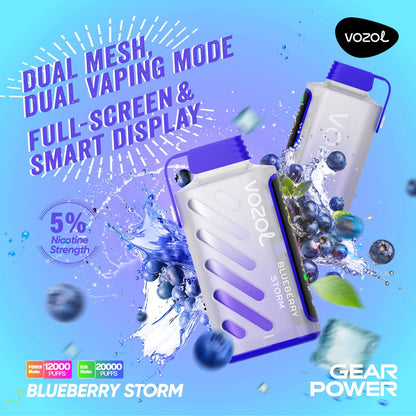 Vozol Gear Power 20000 Puffs Disposable Vape Blueberry Storm flavor device