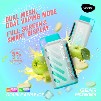 Vozol Gear Power 20000 Puffs Disposable Vape Double Apple Ice flavor device