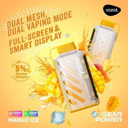 Vozol Gear Power 20000 Puffs Disposable Vape Mango Ice flavor device