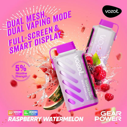 Vozol Gear Power 20000 Puffs Disposable Vape Raspberry Watermelon flavor device