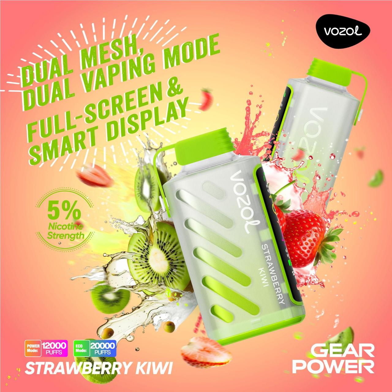 Vozol Gear Power 20000 Puffs Disposable Vape Strawberry Kiwi flavor device