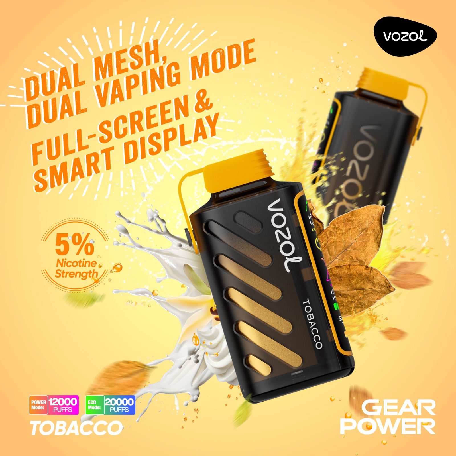Vozol Gear Power 20000 Puffs Disposable Vape Tobacco flavor device