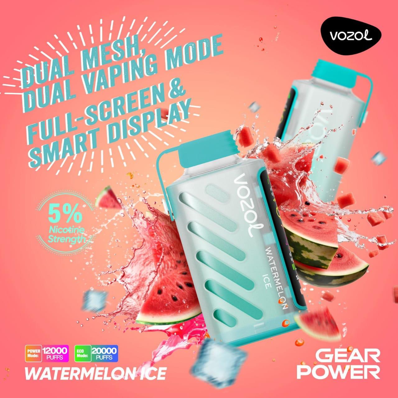 Vozol Gear Power 20000 Puffs Disposable Vape Watermelon Ice flavor device