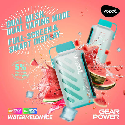 Vozol Gear Power 20000 Puffs Disposable Vape Watermelon Ice flavor device