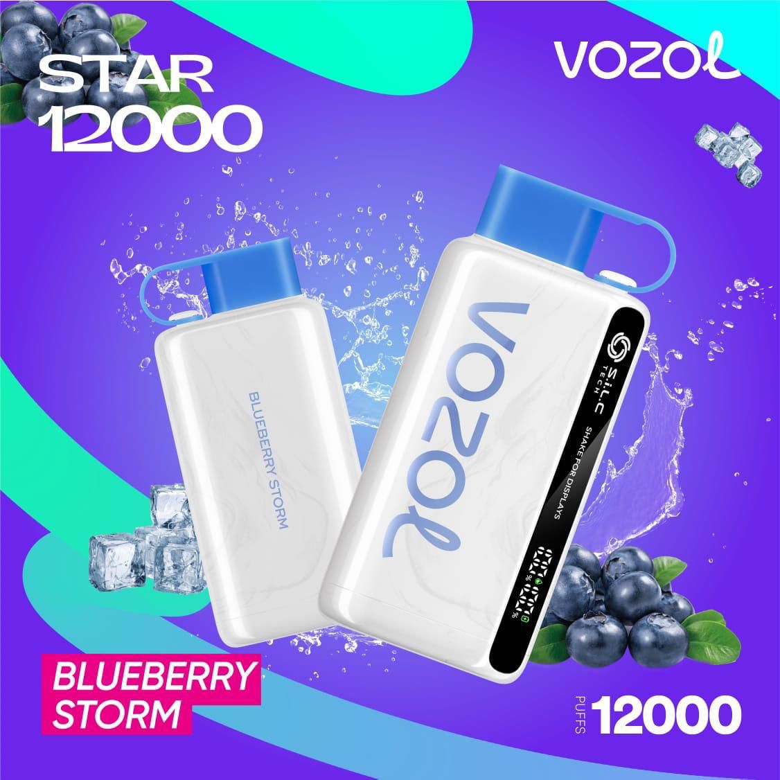 Vozol Star 12000 Puffs Disposable Vape device with Blueberry Storm flavor