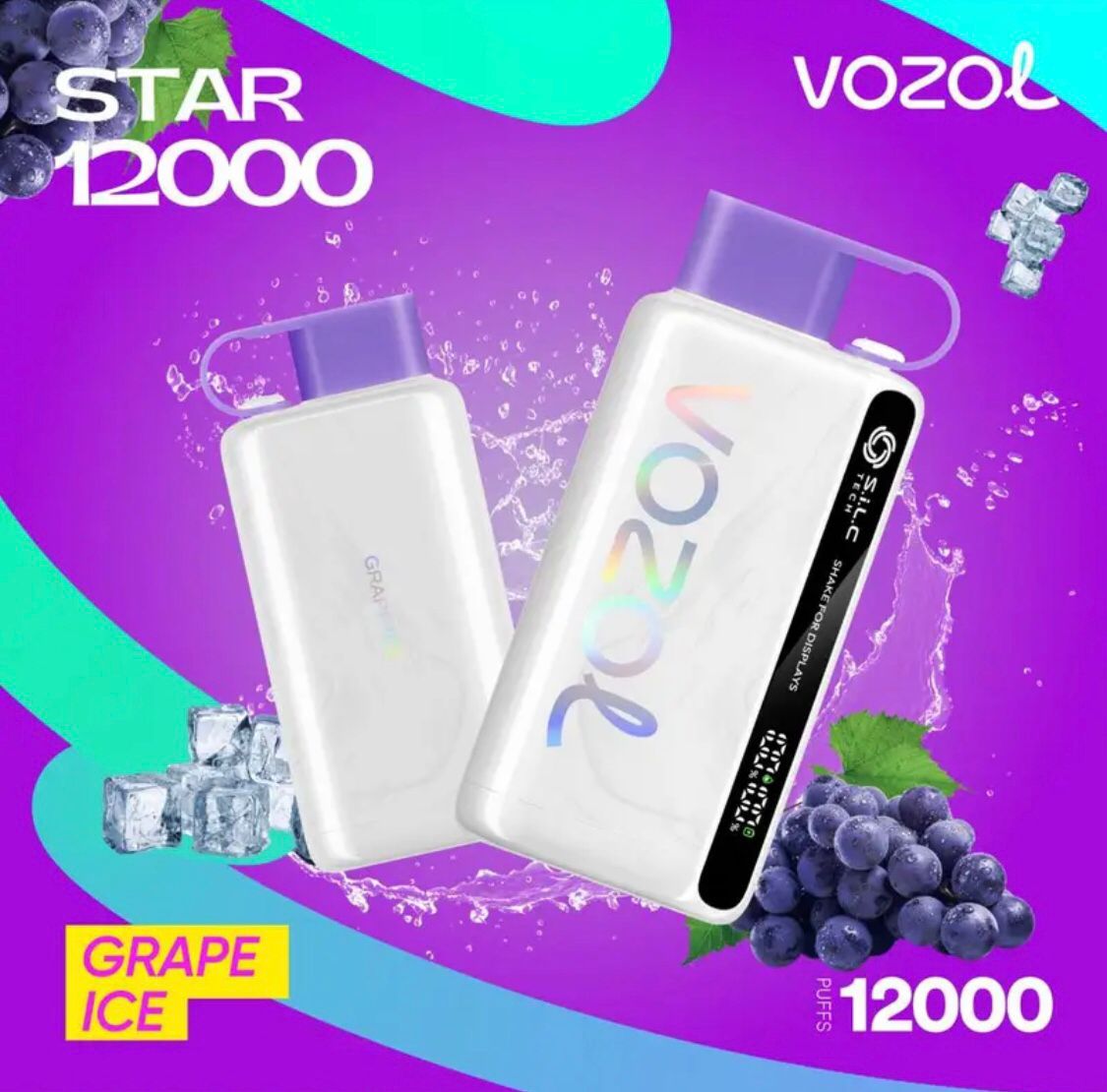 Vozol Star 12000 Puffs Disposable Vape device with Grape Ice flavor