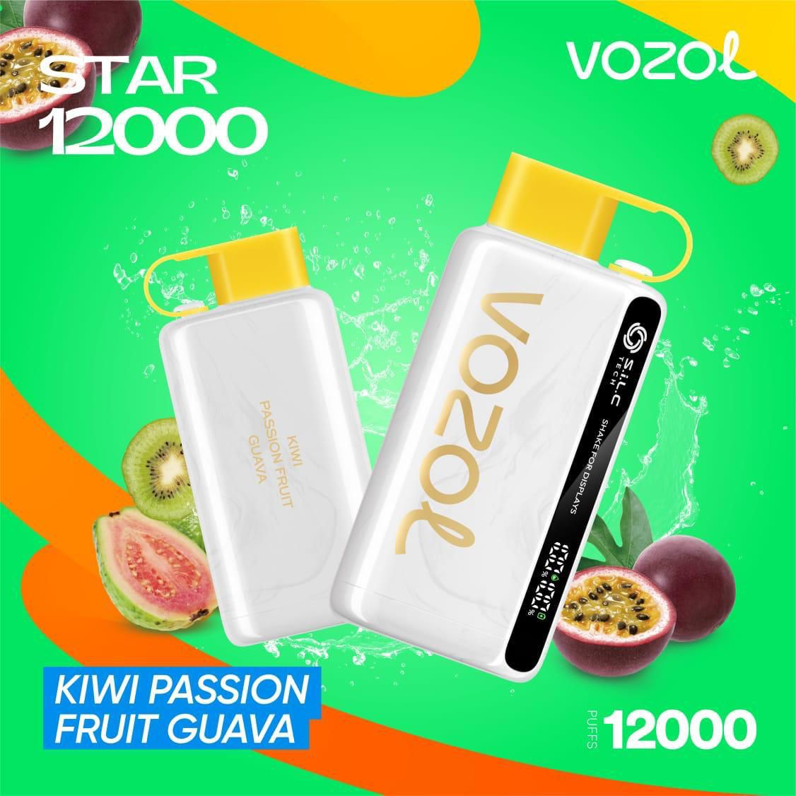 Vozol Star 12000 Puffs Disposable Vape device with Kiwi Passion Fruit Guava flavor