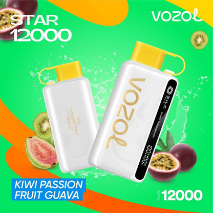 Vozol Star 12000 Puffs Disposable Vape device with Kiwi Passion Fruit Guava flavor