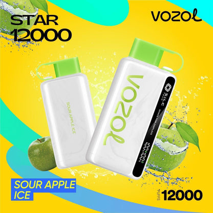 Vozol Star 12000 Puffs Disposable Vape device with Sour Apple Ice flavor