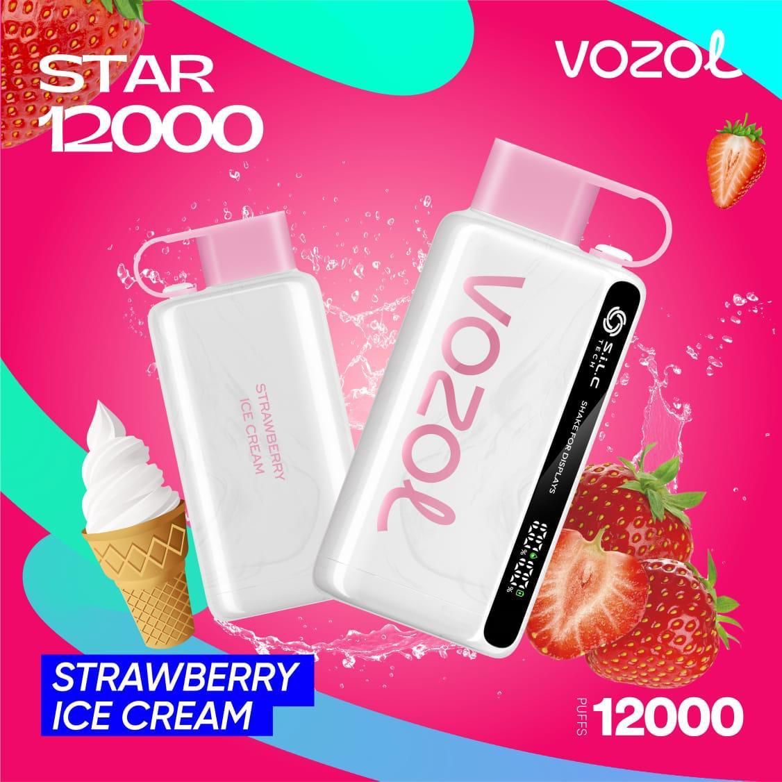 Vozol Star 12000 Puffs Disposable Vape device with Strawberry Ice Cream flavor