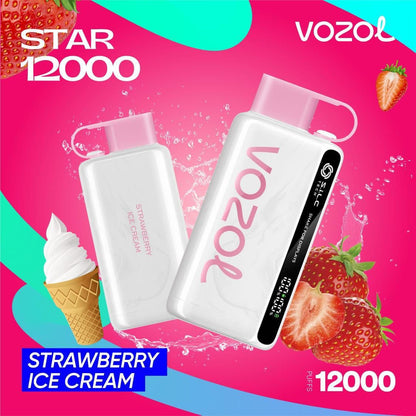 Vozol Star 12000 Puffs Disposable Vape device with Strawberry Ice Cream flavor