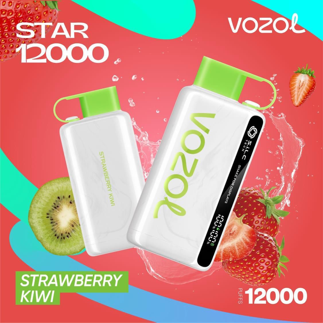Vozol Star 12000 Puffs Disposable Vape device with Strawberry Kiwi flavor