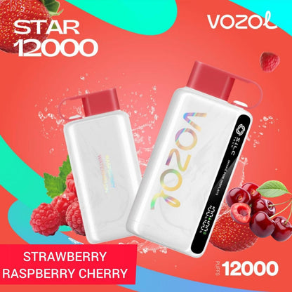 Vozol Star 12000 Puffs Disposable Vape device with Strawberry Raspberry Cherry flavor
