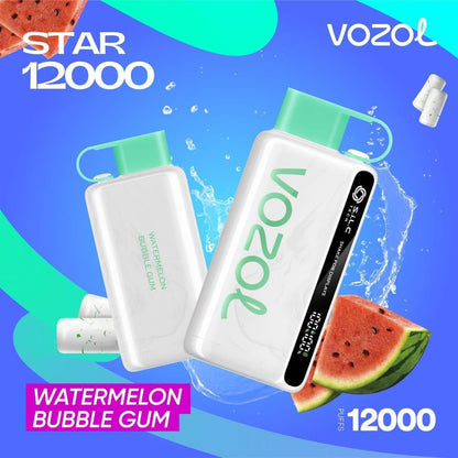 Vozol Star 12000 Puffs Disposable Vape device with Watermelon Bubble Gum flavor