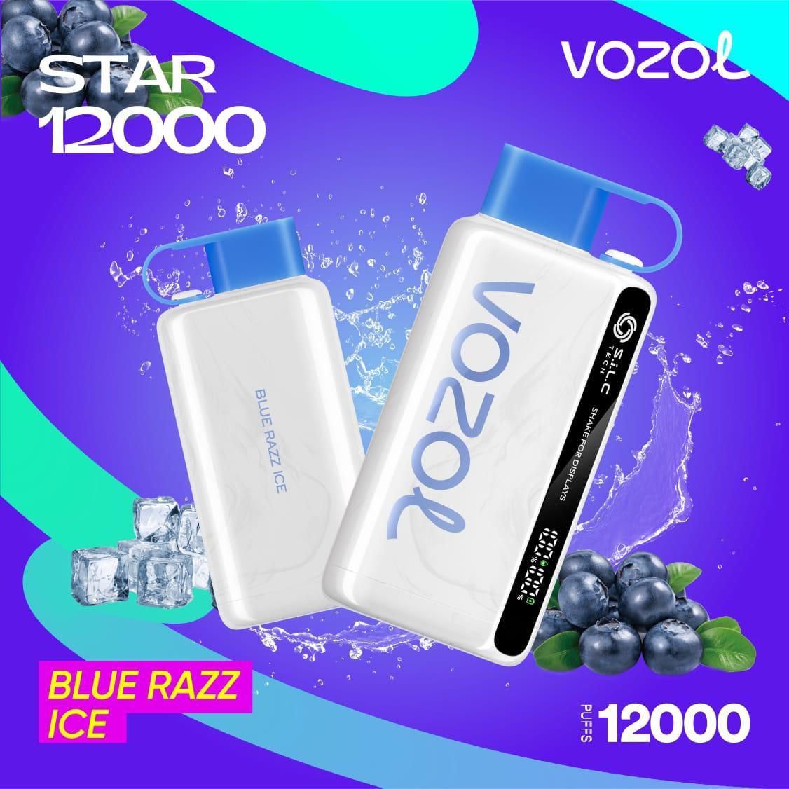 Vozol Star 12000 Puffs Disposable Vape device with blue razz ice flavor