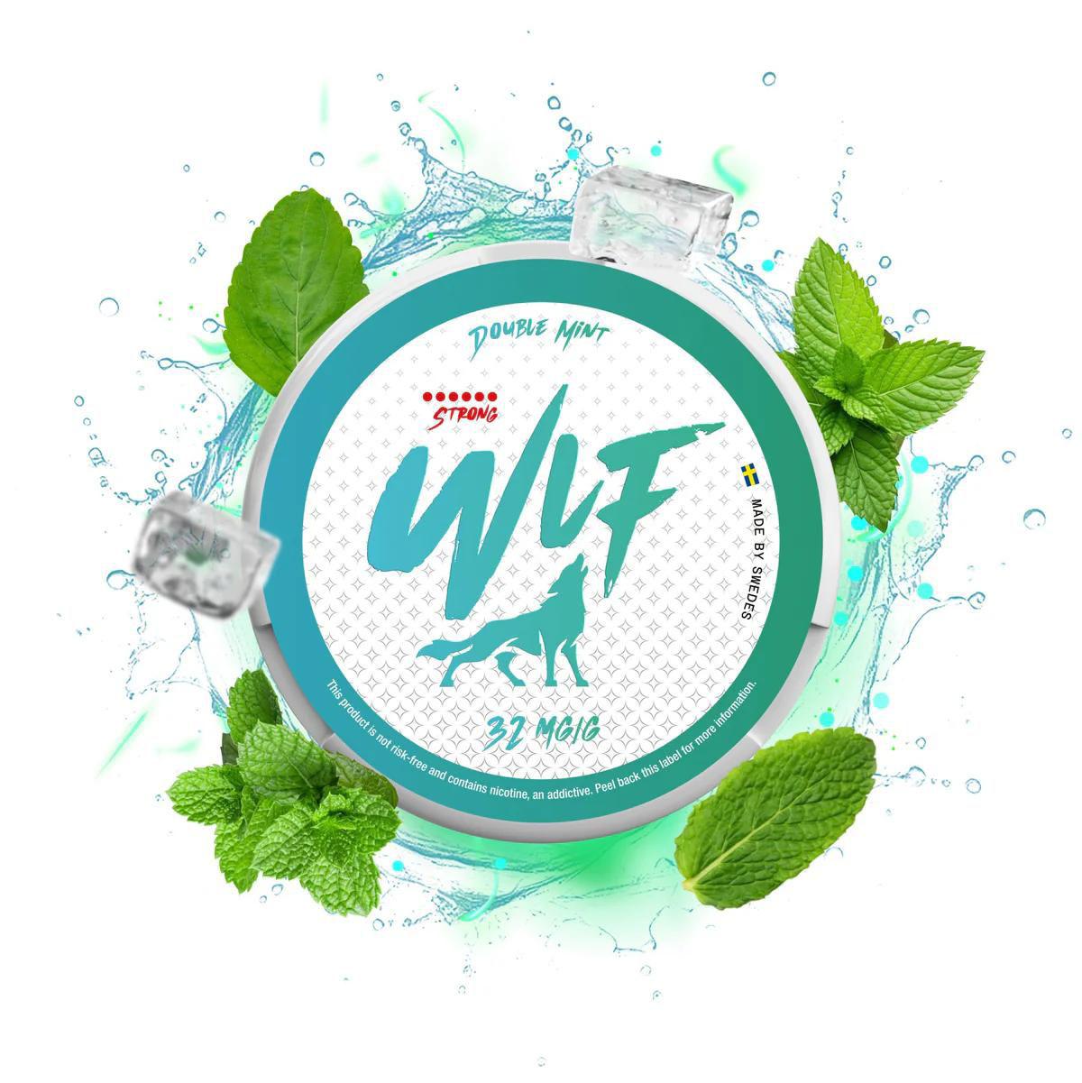 WLF Nicotine Pouches Double Mint flavor container on a white background