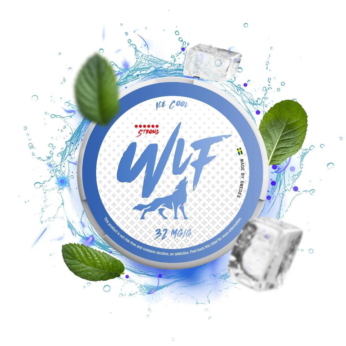 WLF Nicotine Pouches Ice Cool flavor container on a white background