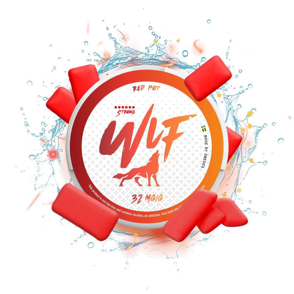 WLF Nicotine Pouches Red Hot flavor container on a white background