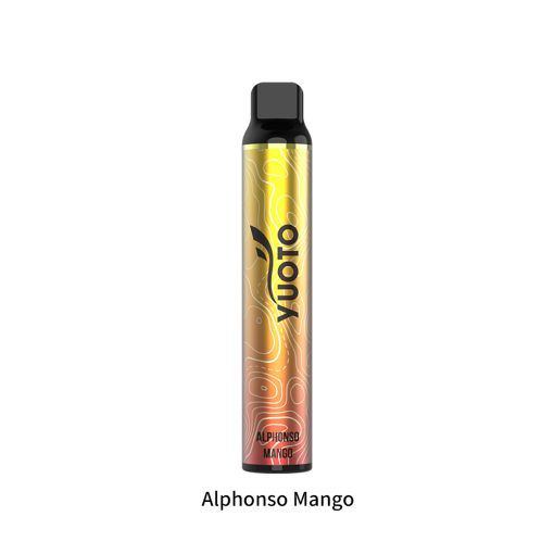 Yuoto Luscious 3000 Puffs Disposable Vape Alphonso Mango flavor vape pen on a white bg