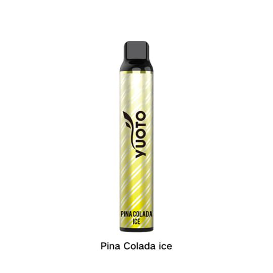 Yuoto Luscious 3000 Puffs Disposable Vape Pina Colada Ice flavor vape pen on a white background
